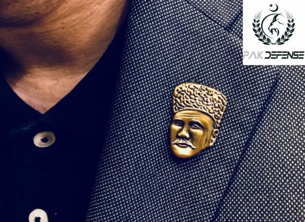 ALLAMA IQBAL 3D LAPEL PIN GOLD PAKISTAN