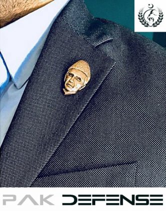 PAK QUAID E AZAM 3D Sculpure Lapel Pin Bronze - Copy