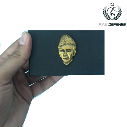 PAKDEFENSE 3D QUAID E AZAM LAPEL PIN ANTIQUE GOLD