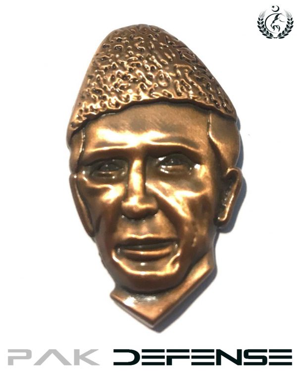 QUAID E AZAM 3D LAPEL PIN BRONZE MAIN PIC