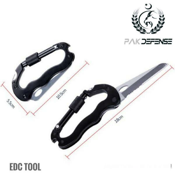 5 in 1 Aluminum Carabiner and Knife in PAKISTAN