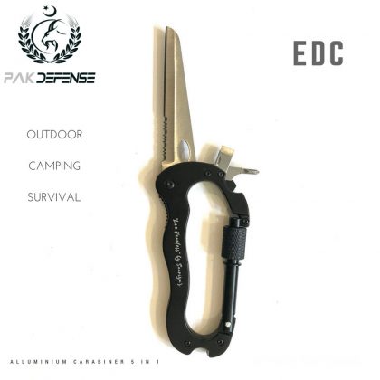 PAKDEFENSE 5 in 1 Aluminum Carabiner and Knife