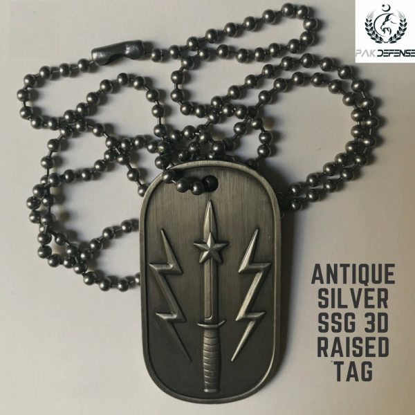 SSG 3D Raised Military Dog Tag Antique Silver