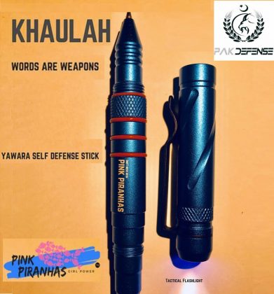 Khaulah Pink Piranhas Aluminum Tactical Pen Blue