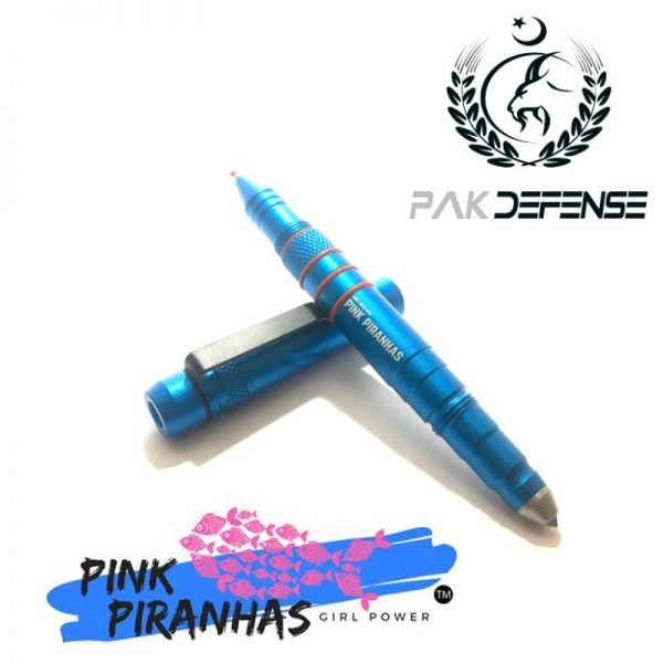 Khaulah Pink Piranhas Aluminum Tactical Pen Blue - Image 4