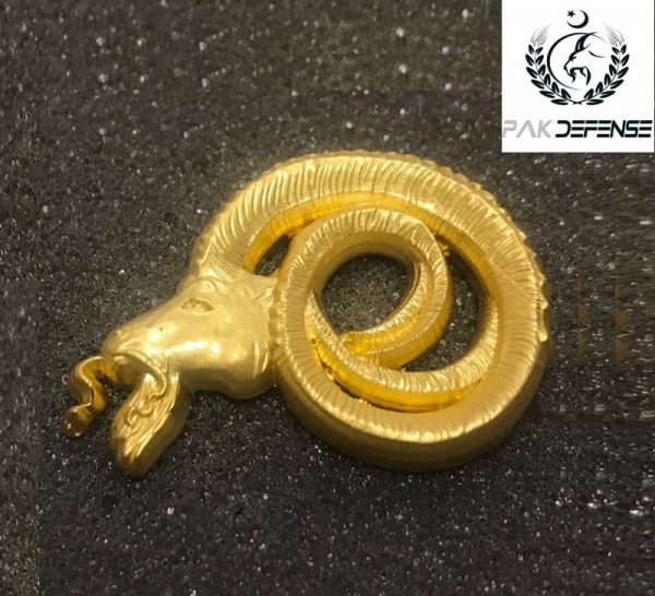 Markhor 3D Kabul Lapel Pin Antique Golden