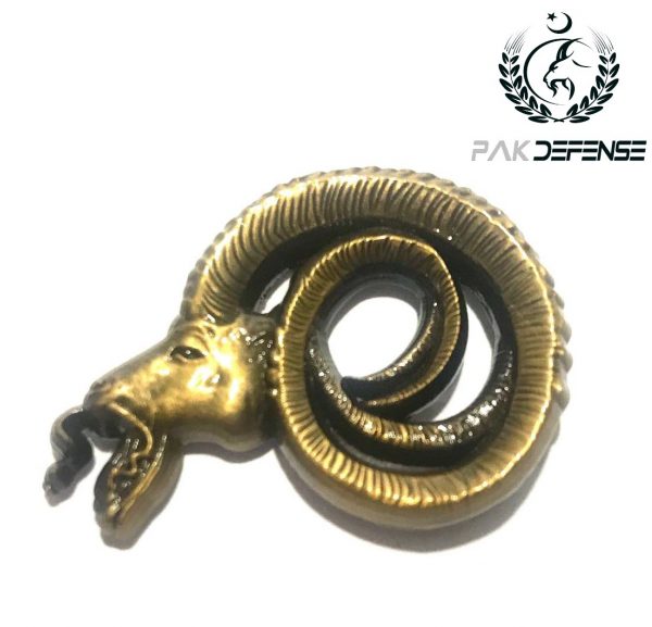 Markhor 3D Kashmir Lapel Pin Antique Golden - Image 2