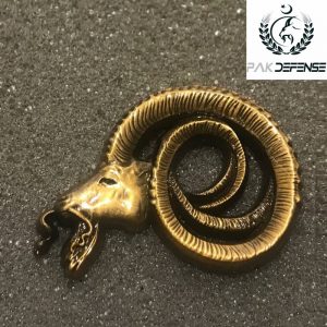 Markhor 3D Kashmir Lapel Pin Antique Golden
