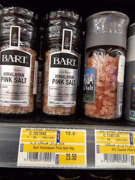 Pink PAKISTANI Himalayan Salt Being Sold at International Market. Note the Price and Quantity...