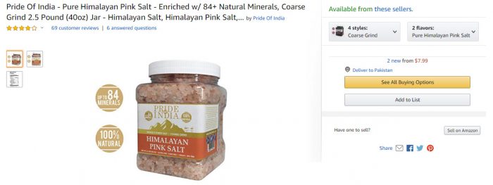 Rare Pink Himalayan Salt sold by filthy india at Amazon. Watch the words and Labelling Carefully...