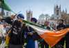 Sikhs Cutting filthy indian flag in uk