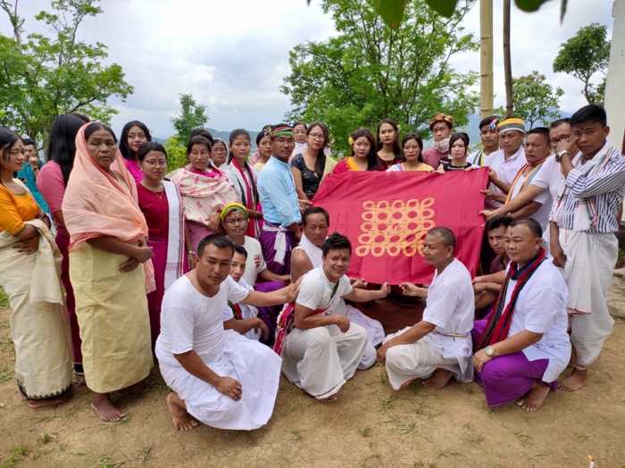 Local Manipur People with Manipur National Flag