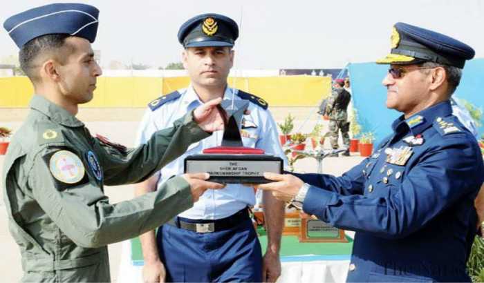 The then PAKISTAN AIR CHIEF Air Chief Marshal Sohail Aman Squadron Leader Tariq Waheed Malik was awarded the coveted Sher Afgan Trophy for being the best marksman in the competition.