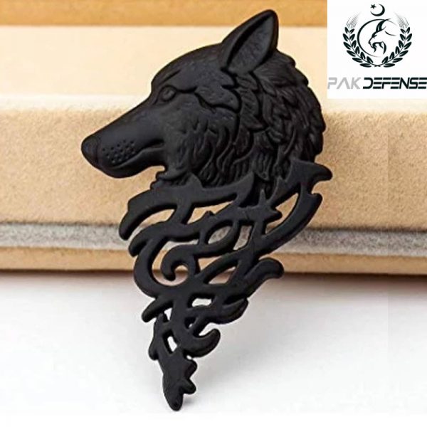 Ghazi Ertugrul Matte Black Wolf 3D Lapel Pin PAKDEFENSE
