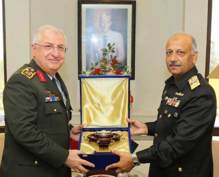 TURKISH Armed Forces Commander General Yaşar Güler Visits NAVAL HQ ISLAMABAD meeting Officiating CNS Muuhammad Fayaz Gilani