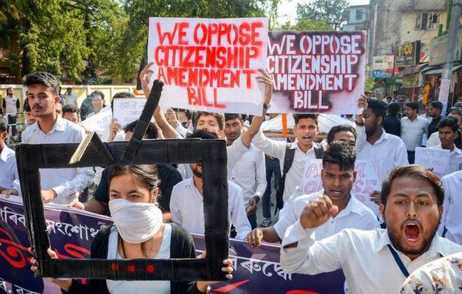 protesters protest against Anti-Muslim Bill