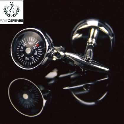 Anqique Silver Compass Cufflinks PAKDEFENSE