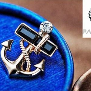 Black Crystal Anchor 3D Lapel Pin in PAKISTAN