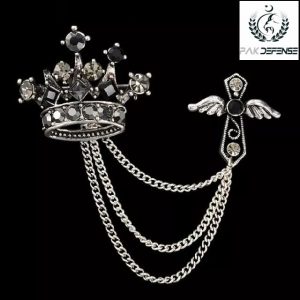 Black Pearl Crown Chain Lapel Pin