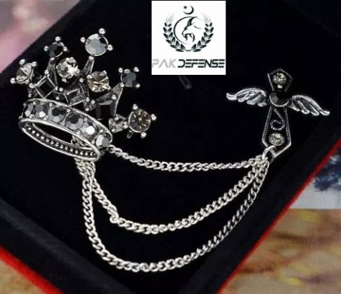 Black Pearl Crown Chain Lapel Pin PAKDEFENSE