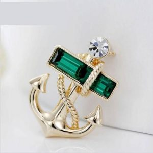 Green Crystal Anchor 3D Lapel Pin