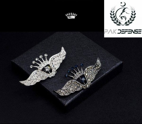 PAKDEFENSE Silver Crown Wings 3D Lapel Pin