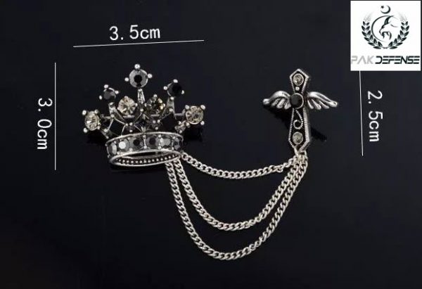 PAKISTAN Black Pearl Crown Chain Lapel Pin