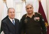 TURKISH Defense Minister General (r) Hulusi Akar meets with the CHIEF OF ARMY STAFF General Qamar Ahmed Bajwa at General Headquarters (GHQ) Rawalpindi