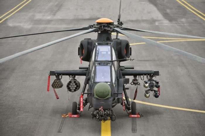 T-129 Attack Helicopter Turkish UMTAS air-to-surface anti-tank guided missile (ATGM) Cirit semi active lazer guided missiles L-UMTAS IIR-UMTAS Unguided rockets 20mm gun (12)