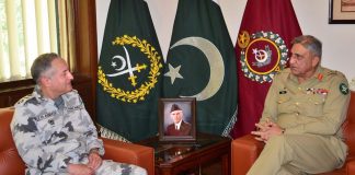 CNS Admiral Abbasi Pays Farewell Visit To COAS General Bajwa At GHQ Islamabad