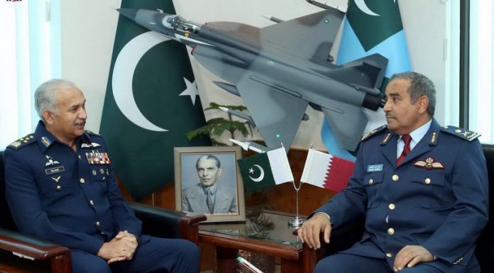 Commander Qatar Emiri Air Force Discuss Bilateral Cooperation With CAS Air Marshal Mujahid Anwar Khan At AIR HQ