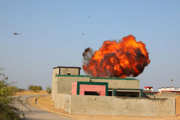 Explosives Detonating During the DRUZHBA-V 2020 Hostage Rescue Mockup Exercise