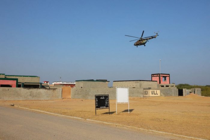 Mi-17 Helicopter Supervising the Hostage Rescue Mockup Exercise During the DRUZHBA-V 2020 International Exercise