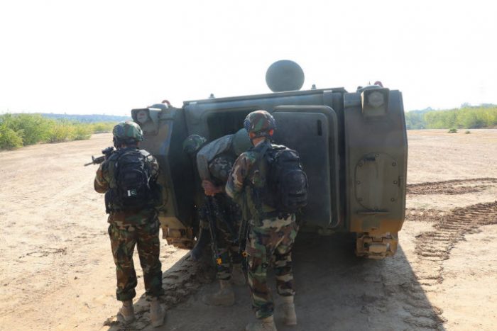 Wounded Civilians and Soldiers being loaded Into M113 APC During the DRUZHBA-V 2020 Exercise