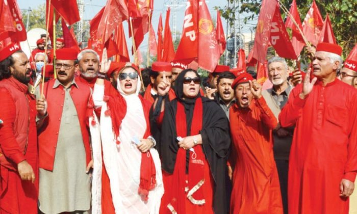 ANP Armed Wing in Red Shalwar Kameez