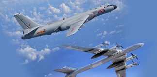 In a Show Of Major Power CHINESE Xian H-6K and Russian Tupolev TU-95MS Strategic Bombers Conduct Joint Patrol Formation Over Pacific