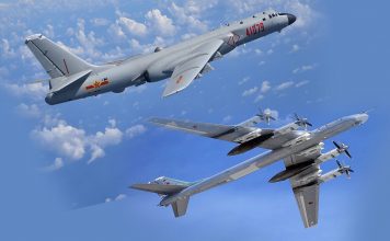 In a Show Of Major Power CHINESE Xian H-6K and Russian Tupolev TU-95MS Strategic Bombers Conduct Joint Patrol Formation Over Pacific