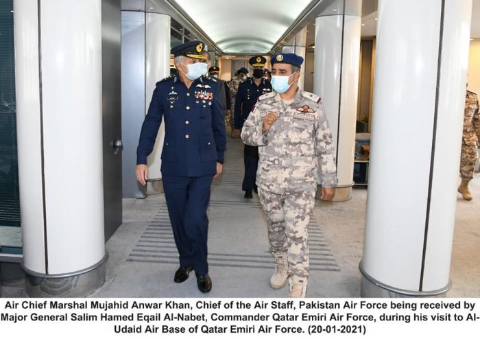 CAS Air Chief Marshal Mujahid Anwar Khan with Commander Qatar Emiri Air Force
