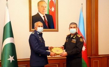 CAS Air Marshal Mujahid Anwar Khan Calls On AZERBAIJAN Defense Minister Colonel General Zakir Hasanov In Baku