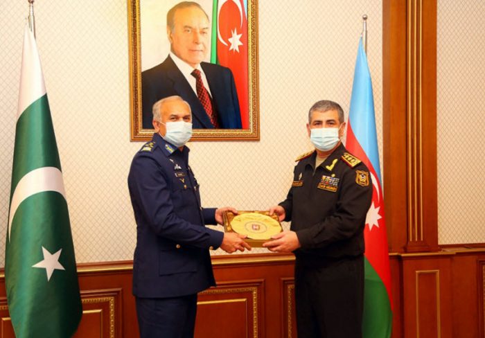 CAS Air Marshal Mujahid Anwar Khan Calls On AZERBAIJAN Defense Minister Colonel General Zakir Hasanov In Baku