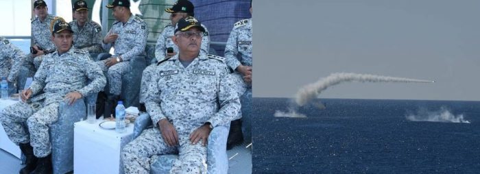 CNS Admiral Amjad Khan Niazi Witnessing Conduct of Live Firing of Missiles and Torpedos