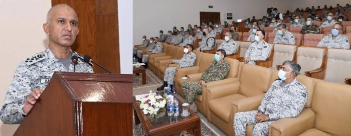 CNS Admiral Amjad Khan Niazi addressing the Participants of PAKISTAN NAVY Operational Exercise Ribat-21 At Karachi