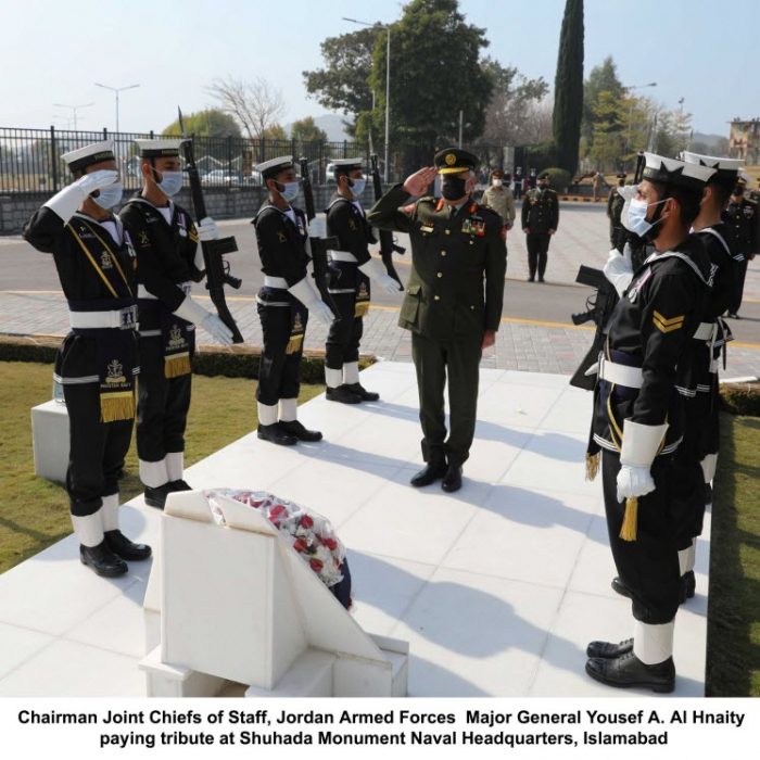 Jordan CJCS Laying Floral Wreath at Shuhada's Monument At NAVAL HQ