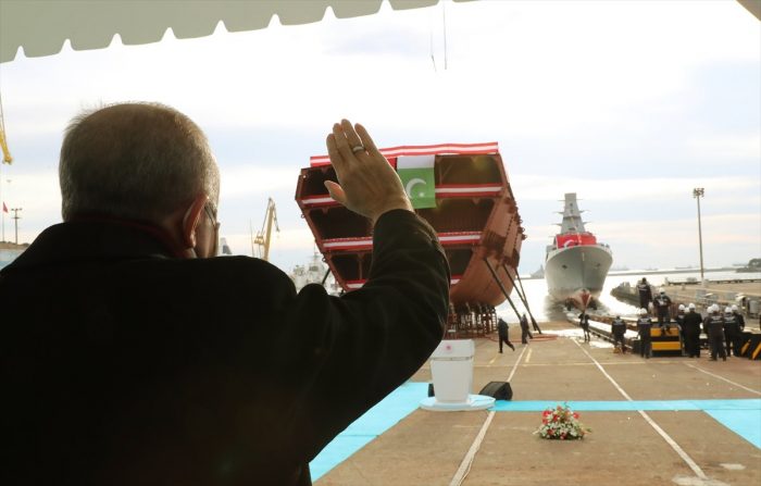 TURKISH PRESIDENT RECCEP TAYYIP ERDOGAN during the Welding Ceremony of third MILGEM Warship for PAKISTAN NAVY