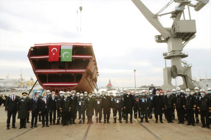 TURKISH President during the Welding Ceremony of 3rd MILGEM Ada Class Warship for PAKISTAN NAVY