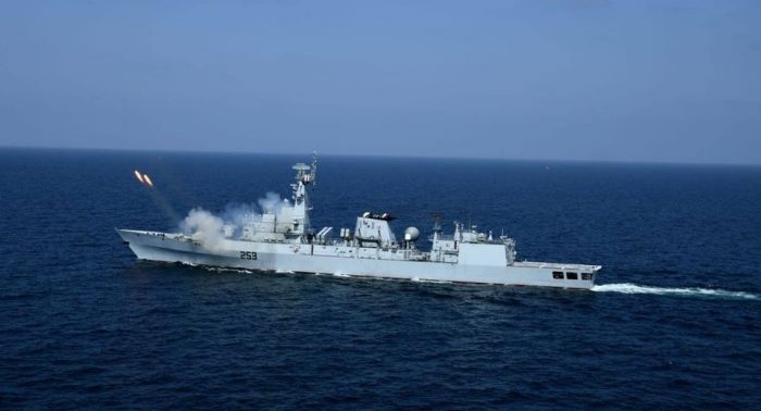 45 International Navies Conduct of International Fleet Review during the AMAN-21 Naval Exercise