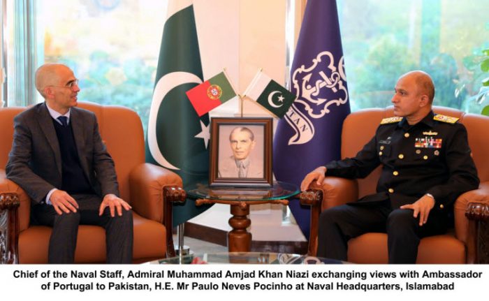 Ambassador of Portugal and CNS Admiral Amjad Khan Niazi discuss Regional Security at NAVAL HQ Islamabad