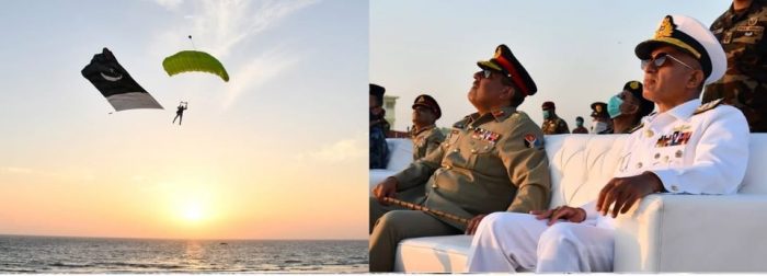 CJCSC General Nadeem Raza and CNS Admiral Amjad Khan Niazi witnessed the Maritime Counter Terrorism Drills as part of AMAN-21 Naval Exercise
