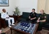 CNS Admiral Amjad Khan Niazi is meeting with Russian Rear Admiral Oleg Apishev during AMAN-21 Exercise