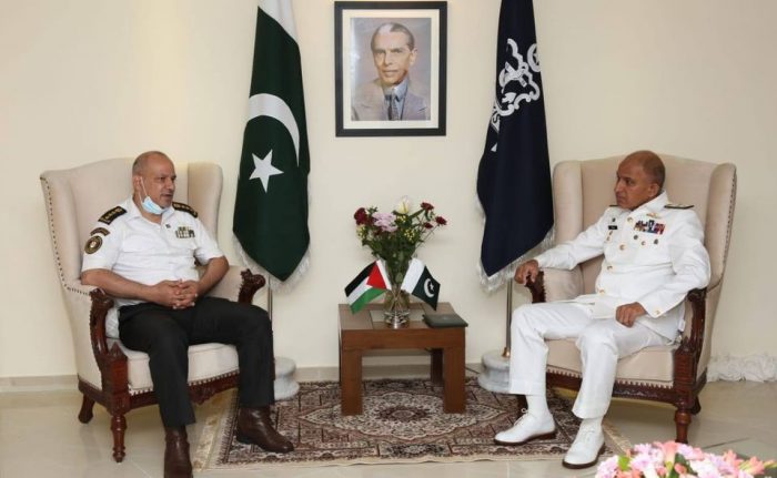 CNS Admiral Amjad Khan Niazi meets with Commander of Palestinian Navy Commodore Hazem S N Abu Hannoud
